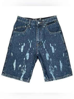 VINTAGE 2000s G-Unit Boys’ Graphic Bleach Splatter Blue Denim Jean Shorts Size 4